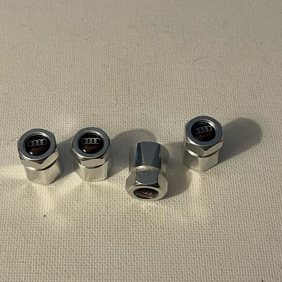 Audi valve Stem caps in Silver set of 4 NWT - Picture 1 of 4